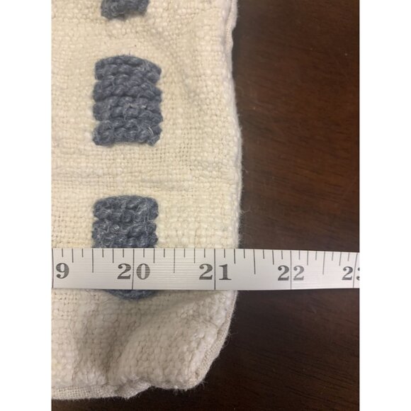 Serena & Lily Cotton Woven Checker Pillow Cover 21"x 22" Blue/White - Picture 6 of 8